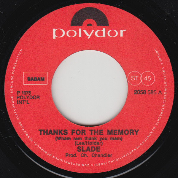 Thanks For The Memory (Wham Bam Thank You Mam)